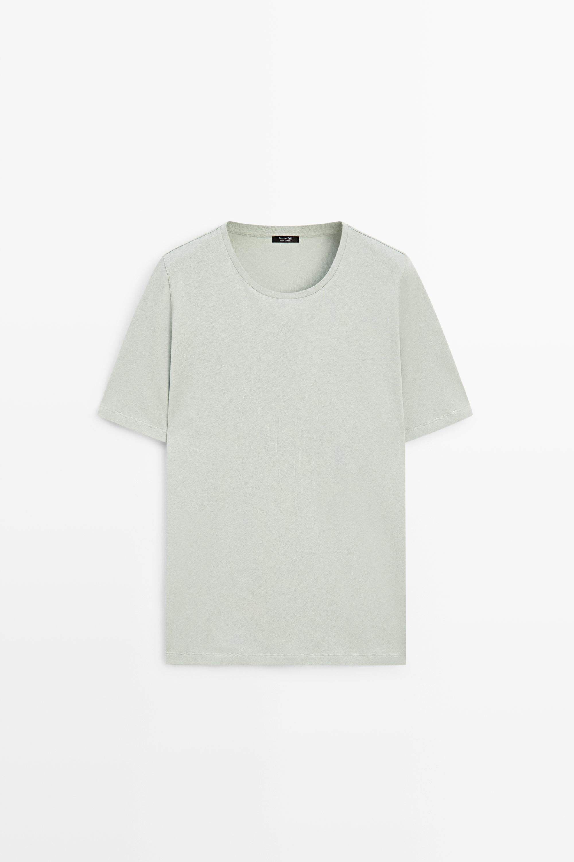 T-shirt à manches courtes en lin et coton